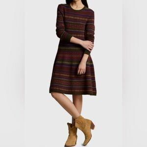 Ralph Lauren Fair Isle Wool Blend Sweater Dress